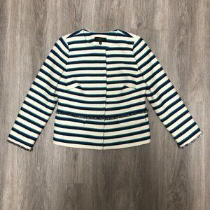 NWT Talbot's Women's Size 4P Blazer Striped Fringe Cropped Jacket 4 Petite Suit